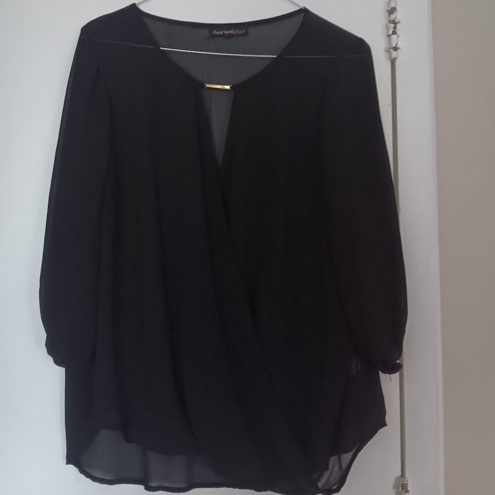 Heartsoul Plus Black surplice blouse